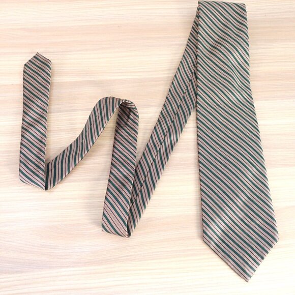 Robert‎ Talbott Neck Tie Mens Green Striped Silk Classic Hand Sewn Mac Hugh Inc - Picture 1 of 10
